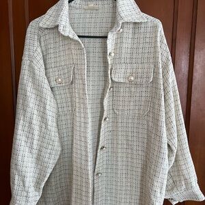 Women's Cream Plaid Utility Jacket